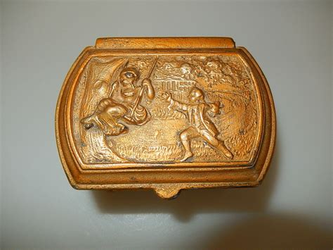 w.b mfg weidlich embossed metal trinket box courtship scene|W B Co Weidlich for sale .